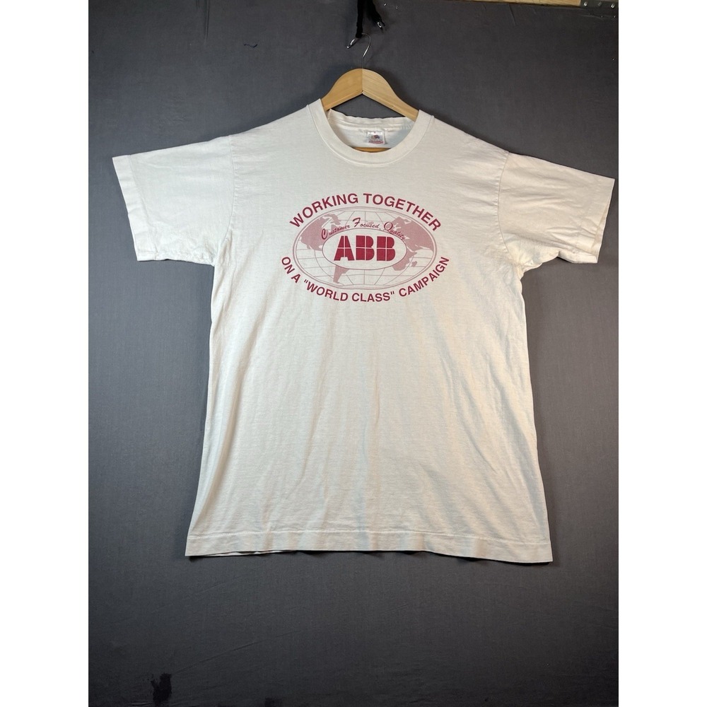 Vintage ABB Working Together World Class T Shirt Sz L Single Made In The USA